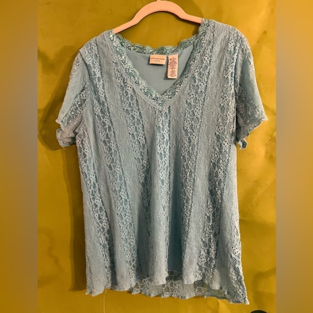Covington women’s t-shirt v-neck - size L - light blue